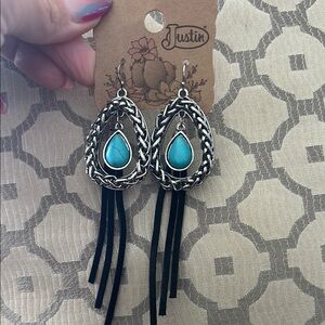 Justin Boots Silver and Blue Earrings